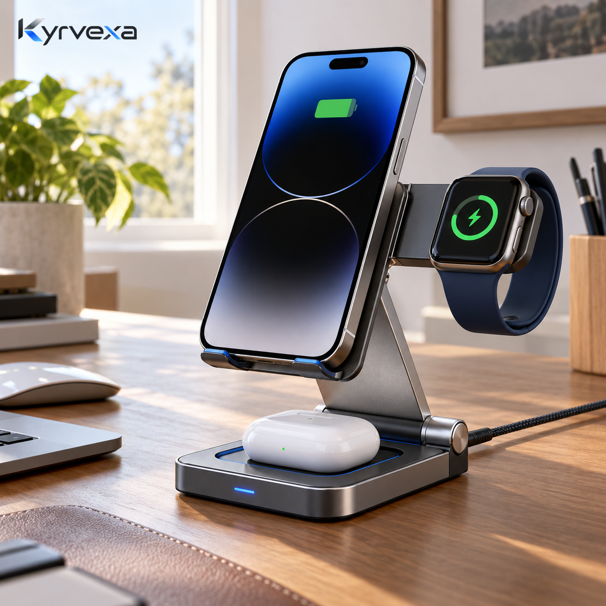 Kyrvexa™ FoldDock 3-in-1 Charging Stand