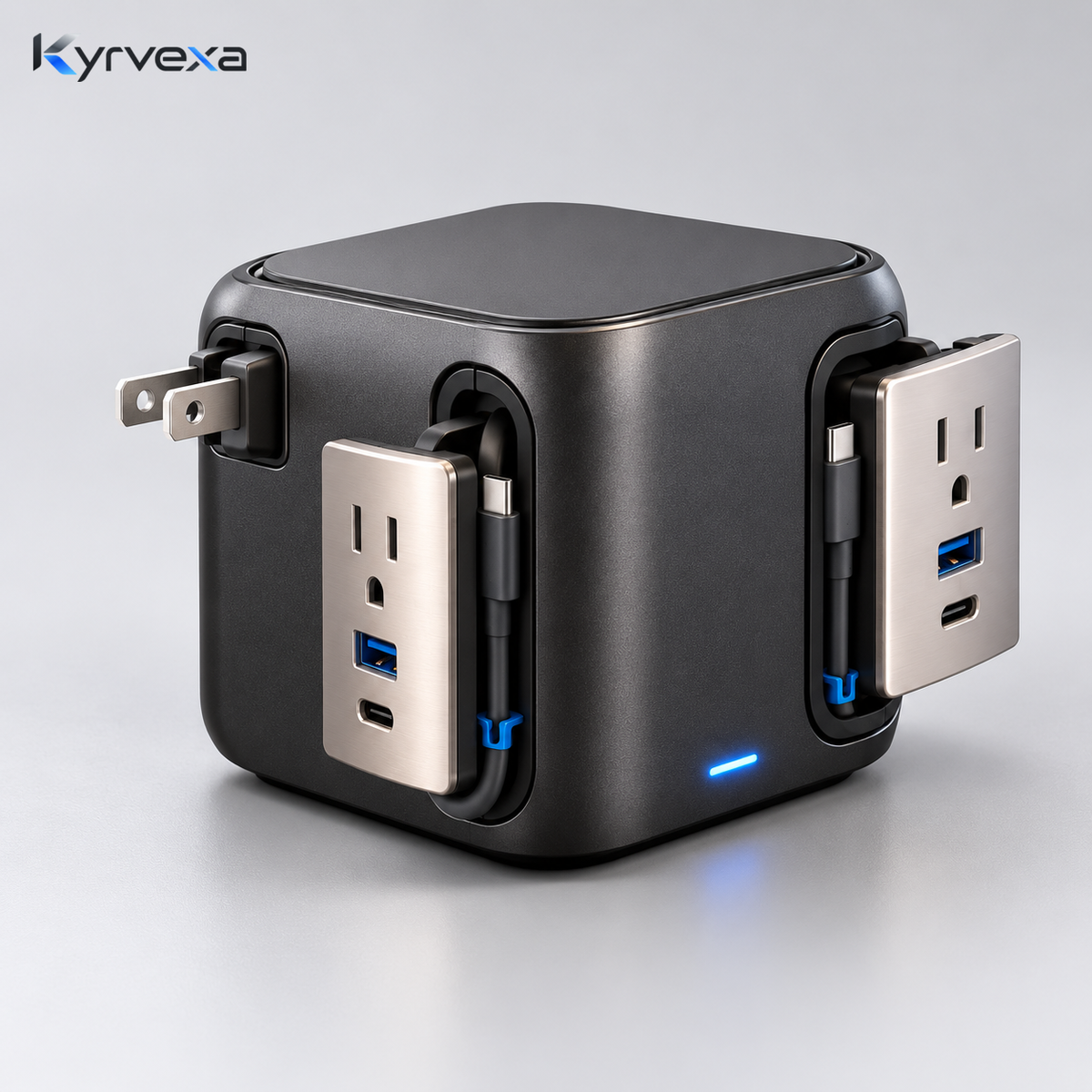 Kyrvexa™ CableCube Travel Power Hub